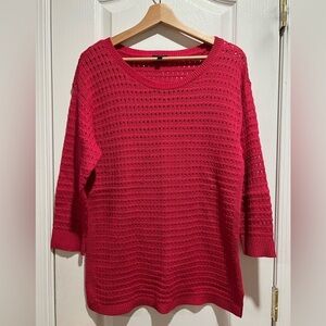 Talbots pink open stitch cotton sweater size medium.